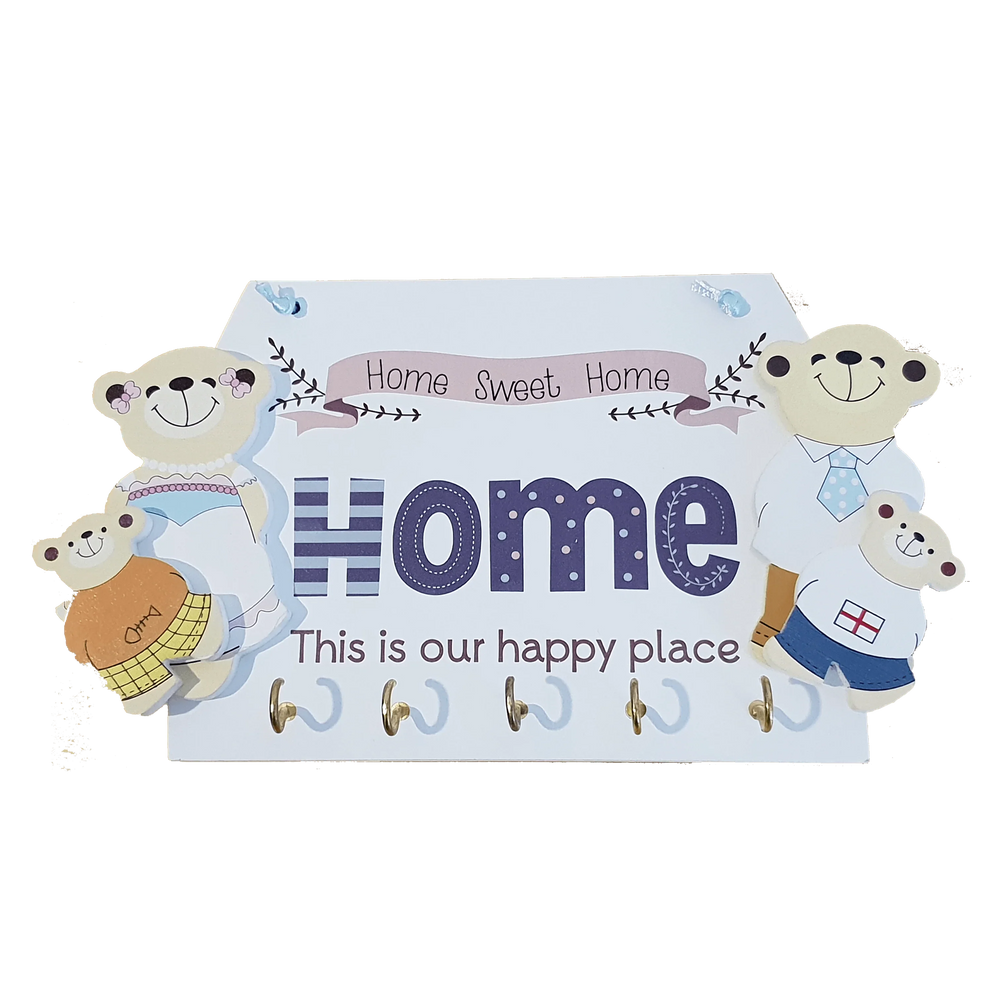 C&F Wooden Home This Is Our Happy Place Family Key Holder