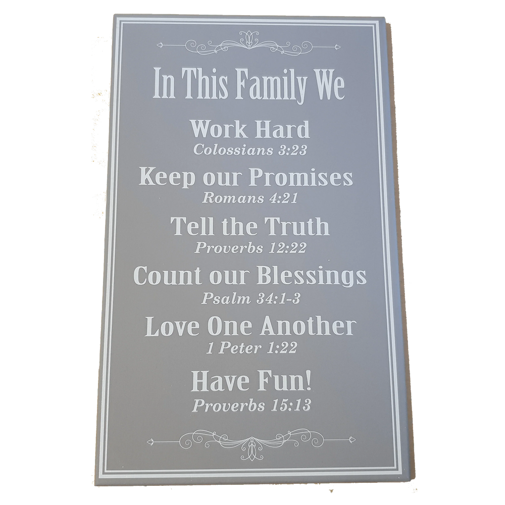 C&F Wooden In This Family We (Grey) Quote Plaque