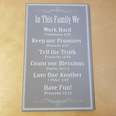 C&F Wooden In This Family We (Grey) Quote Plaque - Kids Haven
