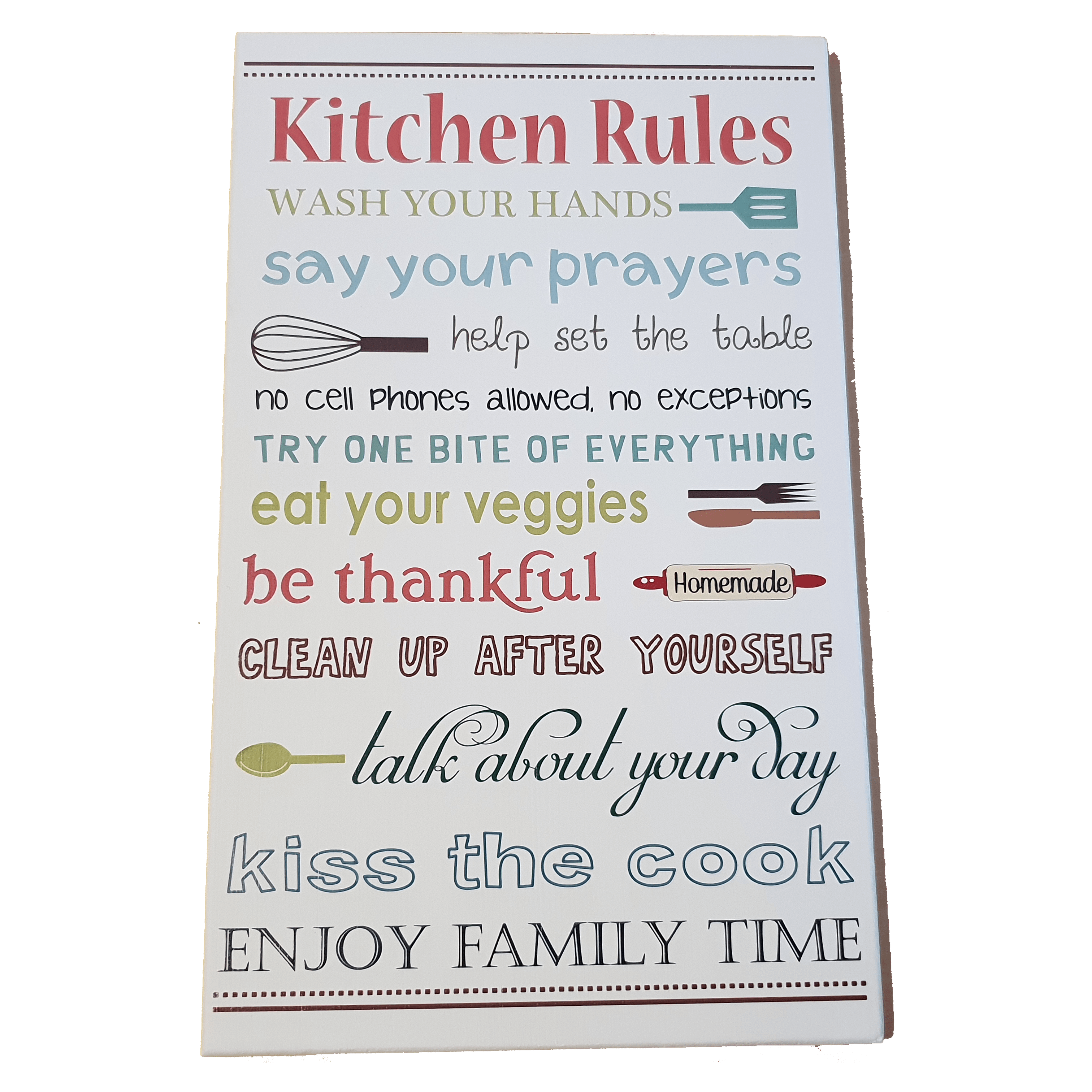 C&F Wooden Kitchen Rules Quote Plaque