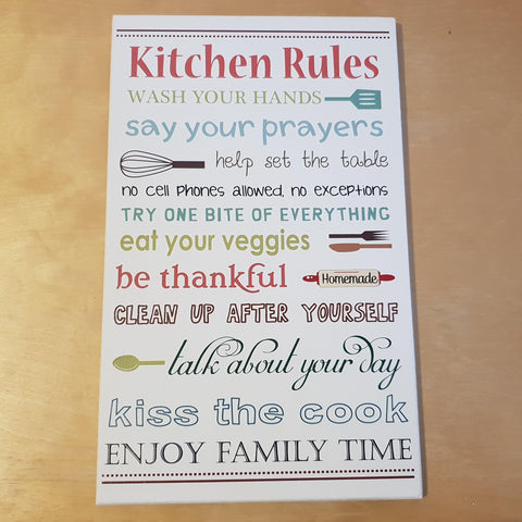 C&F Wooden Kitchen Rules Quote Plaque - Kids Haven
