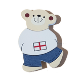 C&F Wooden Little Boy Bear Character - English Flag