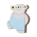 C&F Wooden Little Girl Bear Character - Flower Dress
