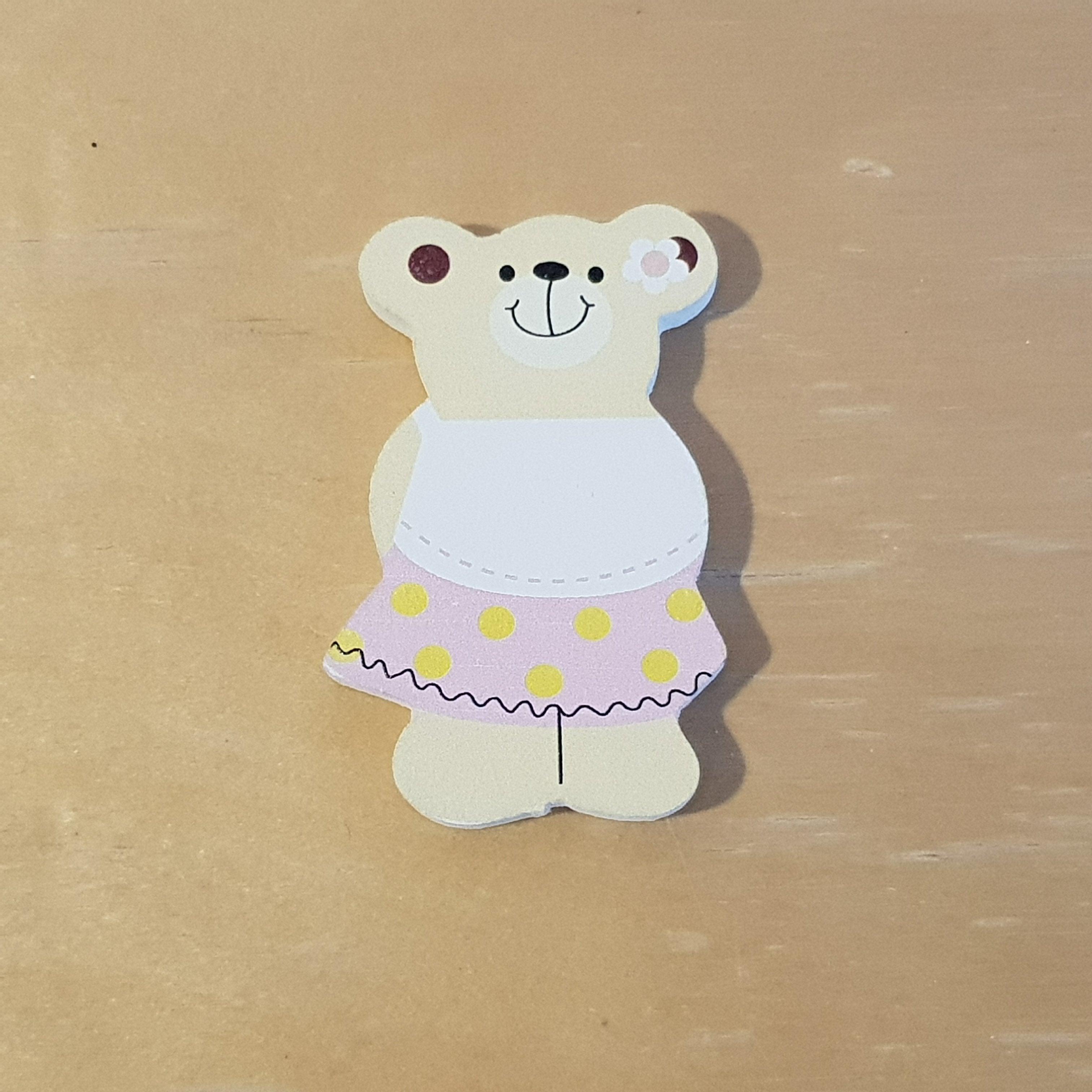 C&F Wooden Little Girl Bear Character - Polka Dot Skirt - Kids Haven