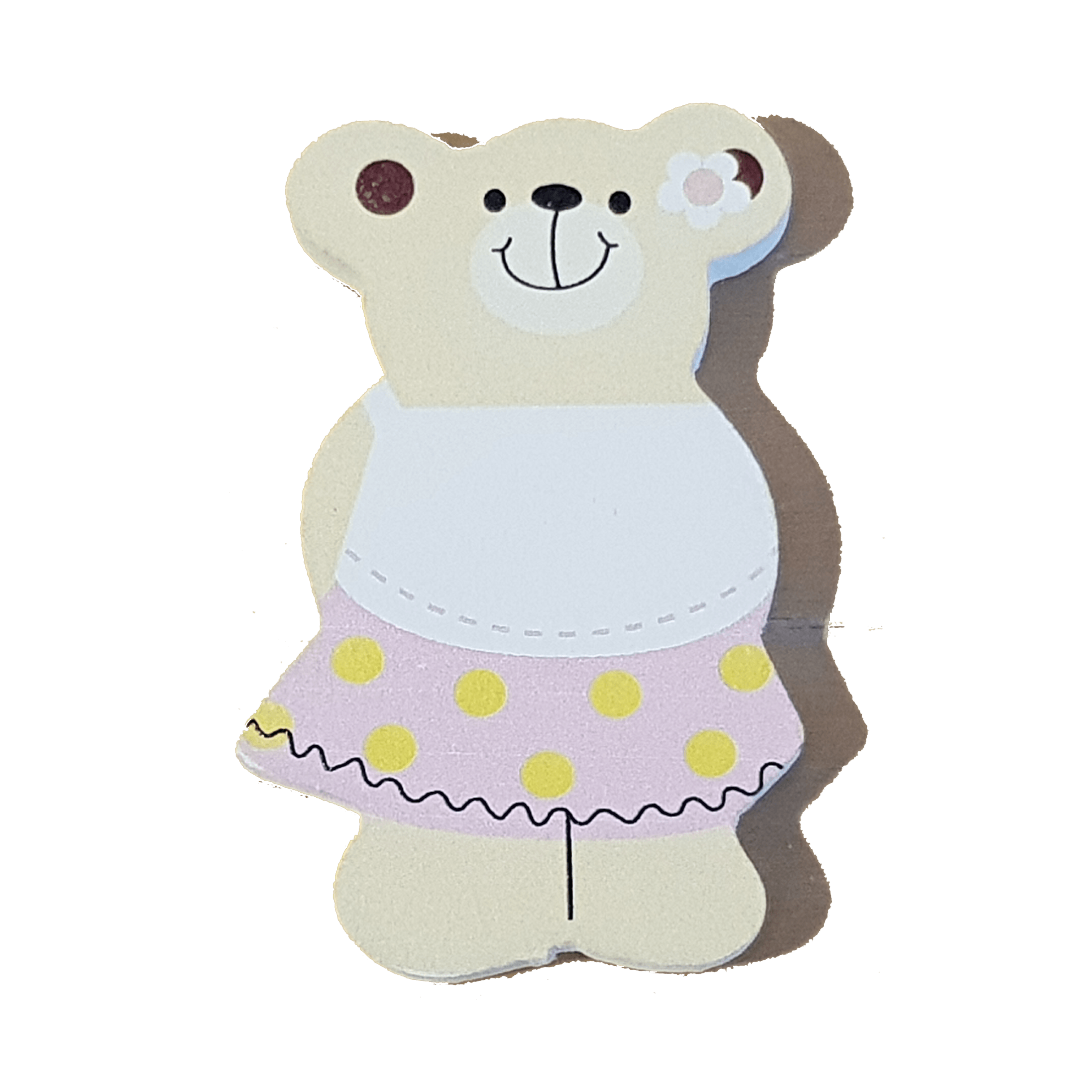 C&F Wooden Little Girl Bear Character - Polka Dot Skirt