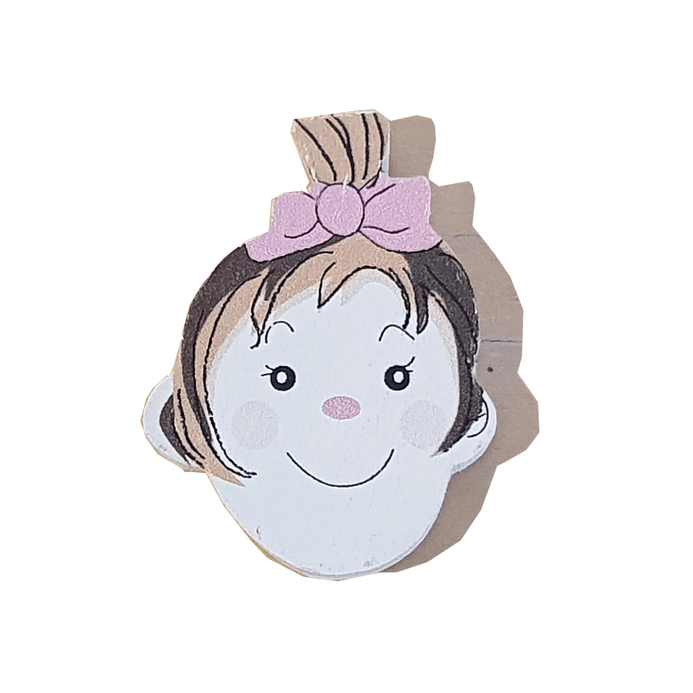 C&F Wooden Little Girl Head Character