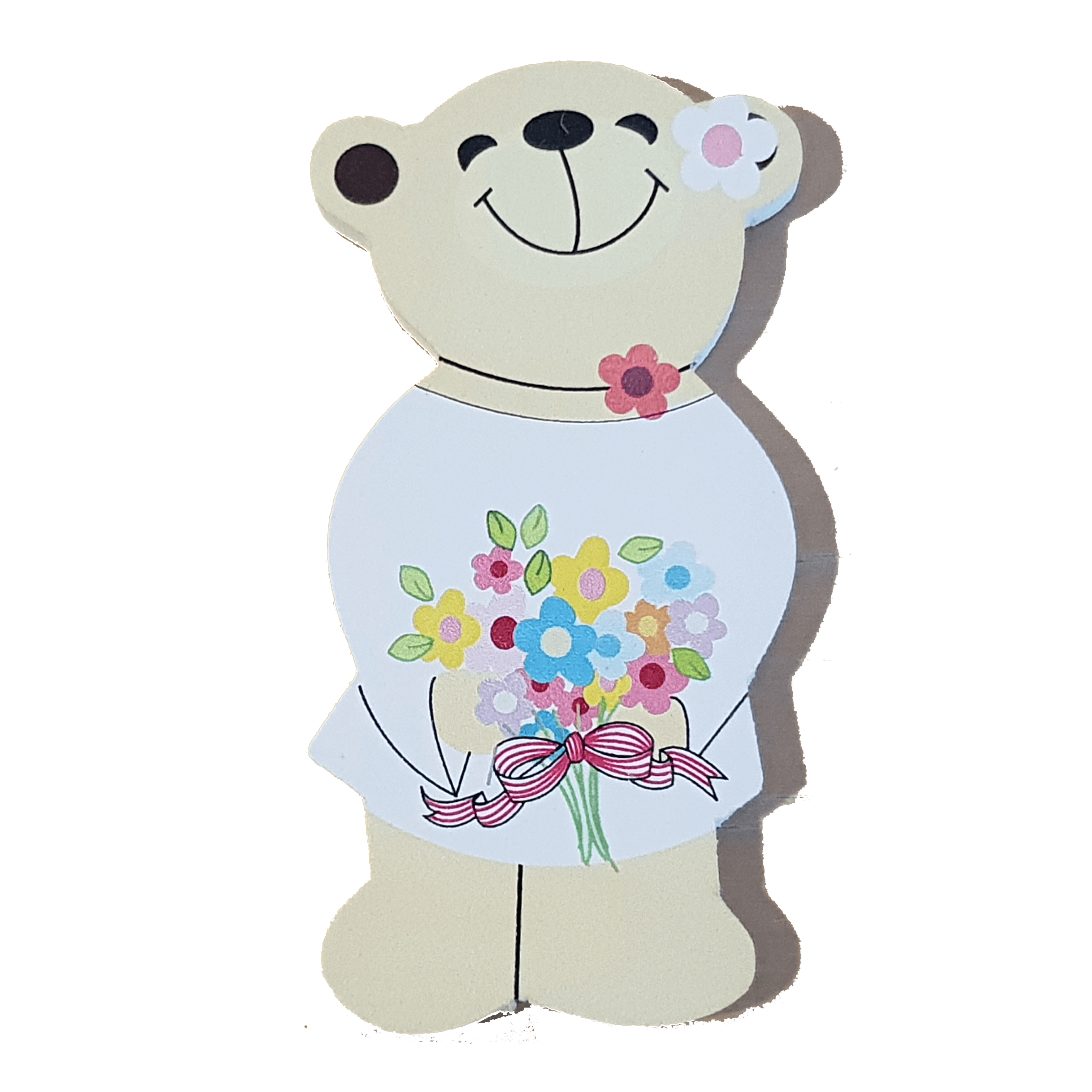 C&F Wooden Mama Bear Character - Flower Bouquet