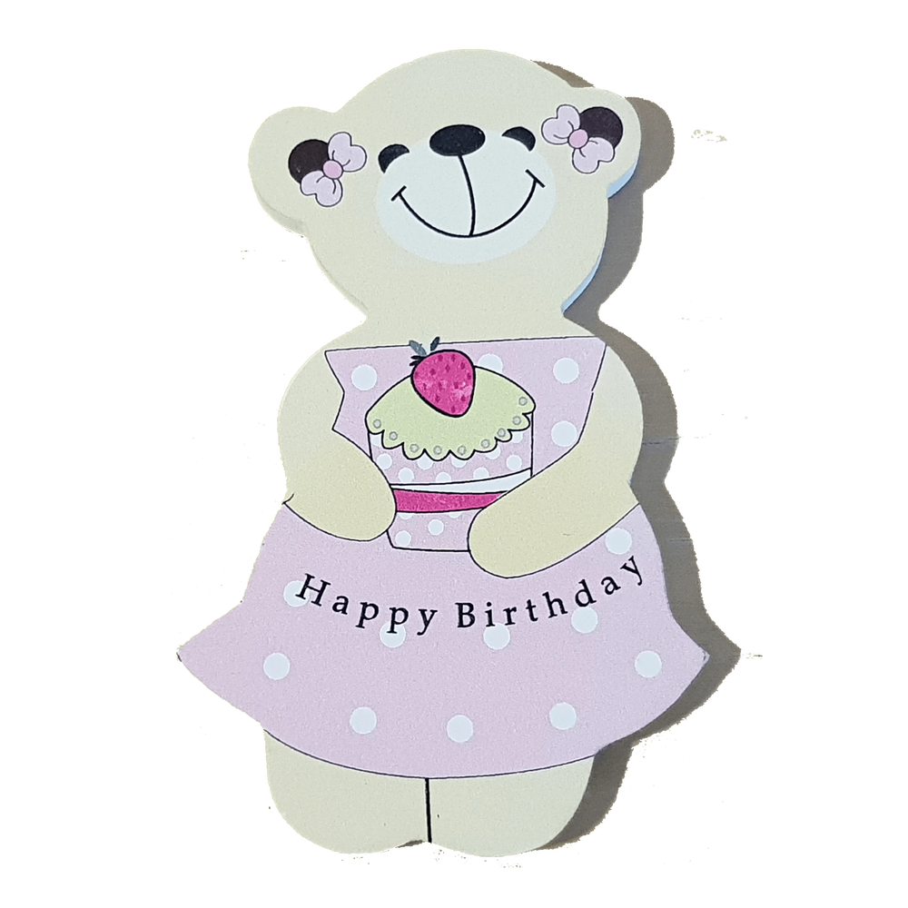 C&F Wooden Mama Bear Character - Pink Birthday