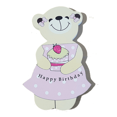 C&F Wooden Mama Bear Character - Pink Birthday