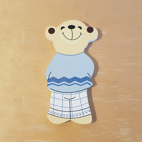 C&F Wooden Papa Bear Character - Blue Pyjamas - Kids Haven
