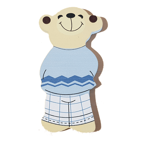 C&F Wooden Papa Bear Character - Blue Pyjamas