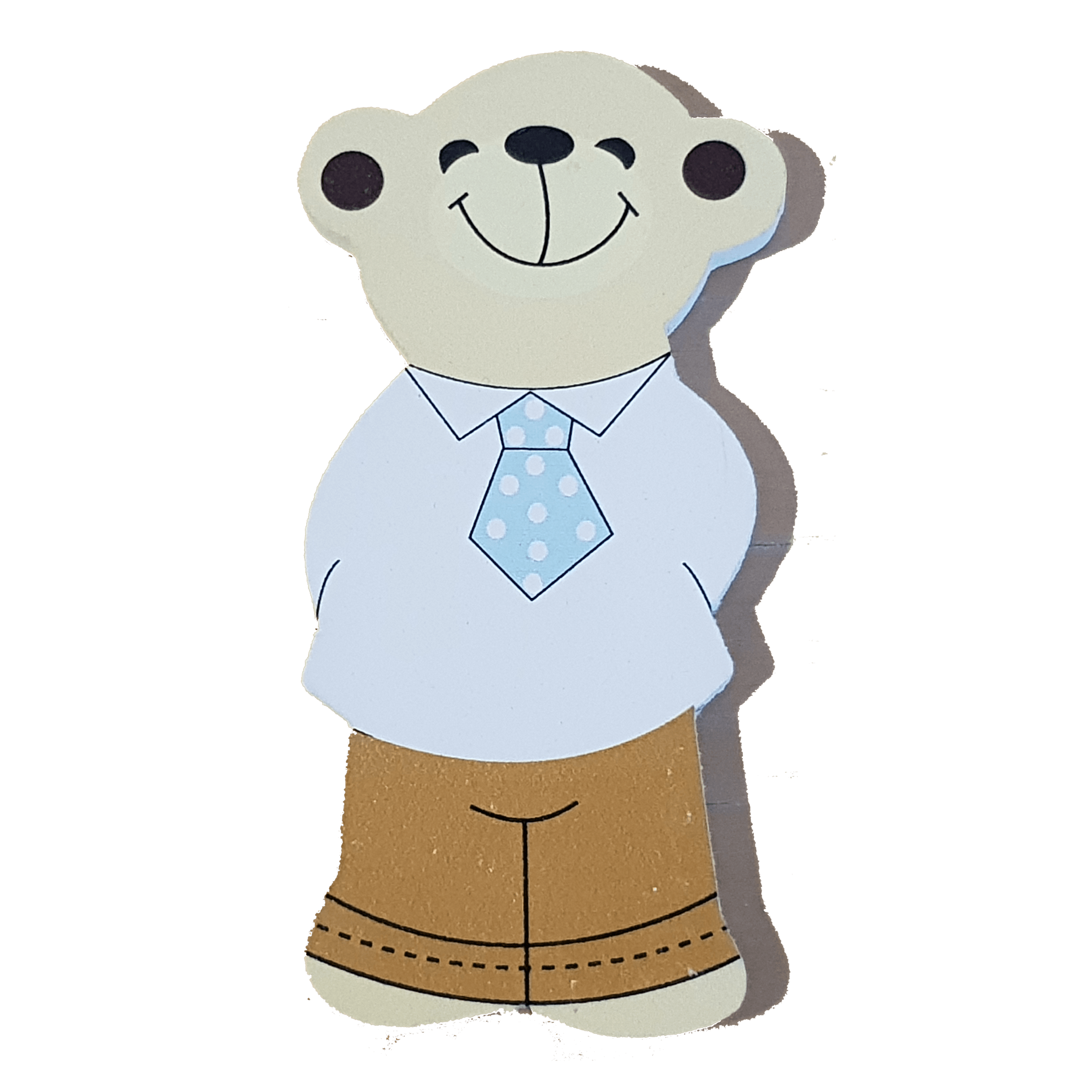 C&F Wooden Papa Bear Character - Blue Tie