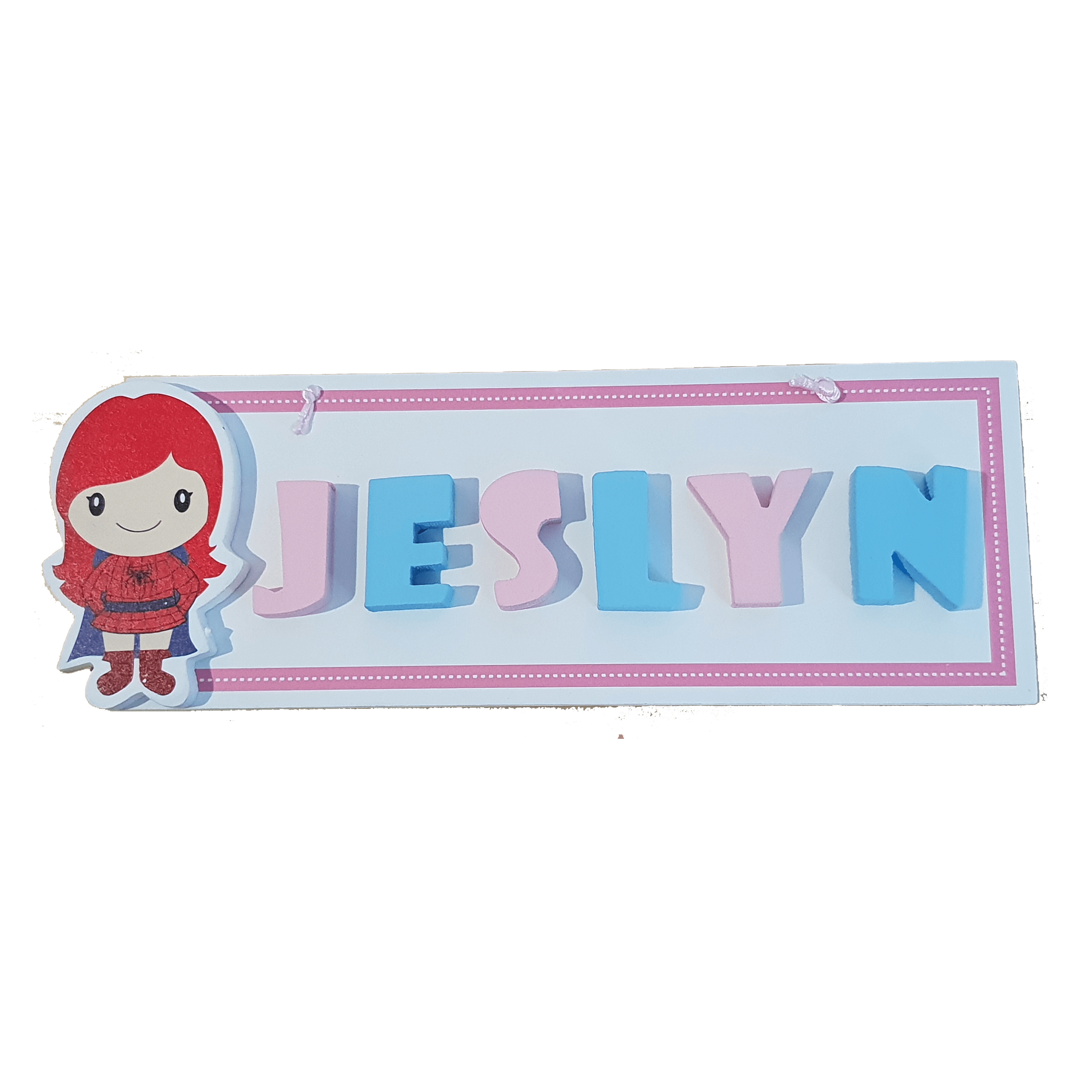 C&F Wooden Pink Border Rectangle Name Plate