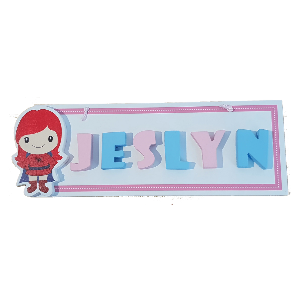 C&F Wooden Pink Border Rectangle Name Plate
