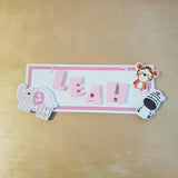 C&F Wooden Pink Border Rectangle Name Plate - Kids Haven