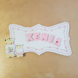 C&F Wooden Pink Flowers Ribbon Name Plate - Kids Haven