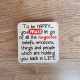 C&F Wooden Quote Magnet - To Be Happy You Must Let Go - Kids Haven