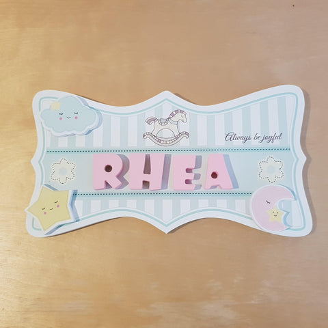 C&F Wooden Rocking Horse Ribbon Name Plate - Kids Haven