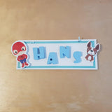 C&F Wooden Teal Border Rectangle Name Plate - Kids Haven