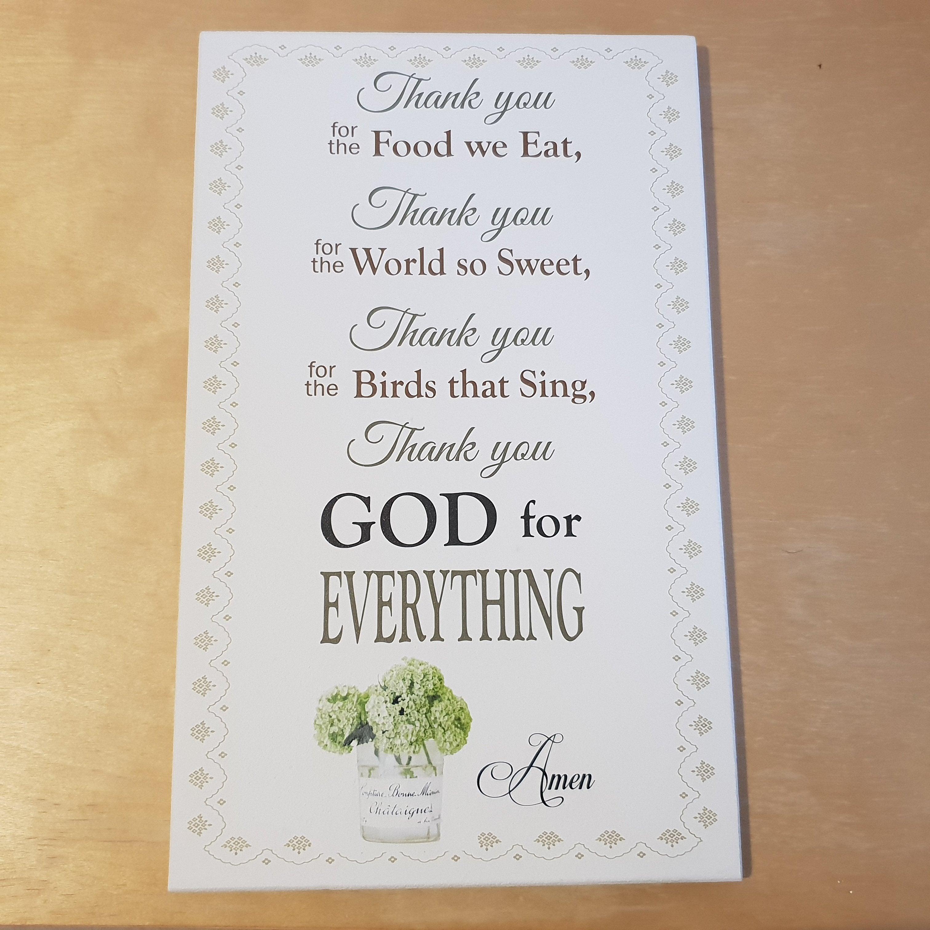 C&F Wooden Thank You For The Food (Grace) Quote Plaque - Kids Haven