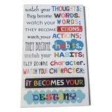 C&F Wooden Watch Your Thoughts Quote Plaque