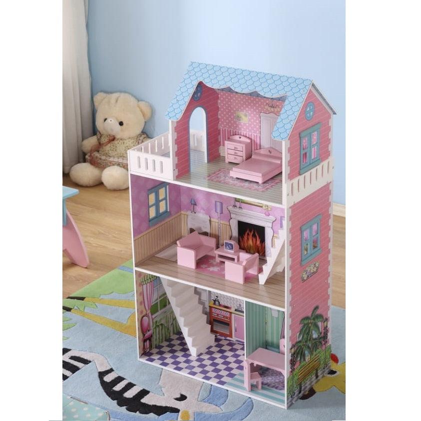 FIJN Blue Roof Dollhouse - Kids Haven
